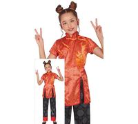 FIESTAS GUIRCA Costume cinese per ragazze - Abito tradizionale cinese rosso e nero - Costumi giopponese per bambine - Età 5-6 Anni