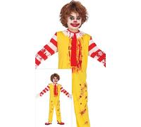 FIESTAS GUIRCA Costume da Signor McKiller - Tuta Gialla da Pagliaccio Pazzo - Costume Halloween Bambino 7-9 Anni