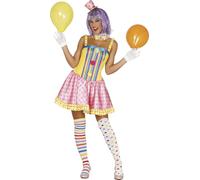 Guirca Costume da Clown Pagliaccio per Donna Vestito con Cappello e Collarino