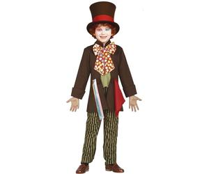 FIESTAS GUIRCA | Costume Crazy Tailor Bambini (3-4 Anni) - Camicia, Giacca, Papillon, Pantaloni e Cappello - Costumi di Alice per Feste in Maschera - Ideale per Bambini - Marrone e Multicolore