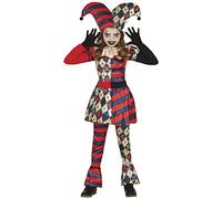 FIESTAS GUIRCA Costume da Arlecchina Diamante - Pagliaccio Arlecchino - Costume Bambina Halloween 7-9 Anni