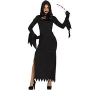 FIESTAS GUIRCA Costume da Assassino Coltello di Horror - la Morte Tunica Nera con Cappuccio Costume Halloween Donna