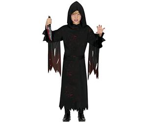 FIESTAS GUIRCA Costume da Assassino Coltello - La Morte Tunica Nera con Cappuccio - Costume Halloween Bambino 5-6 Anni