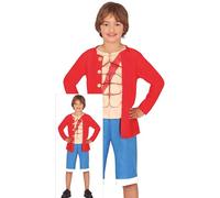 FIESTAS GUIRCA Costume da Avventuriero del Mare per Ragazzi o Ragazze - Costume Anime Rosso e Blu - Costumi da Pirata Manga per Bambini Ragazzi e Ragazze - Unisex Età 10-12 Anni