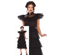 FIESTAS GUIRCA Costume da Bambina di Famiglia Gotica la Regina della Notte - Vestito Nero Elegante- Costume Bambina Teenager Halloween 14-16 Anni