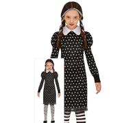 COSTUME MERCOLEDì FAMIGLIA ADDAMS CARNEVALE BAMBINA VESTITO GUIRCA MERCOLEDI