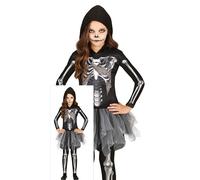 FIESTAS GUIRCA Costume da bambina scheletro tutù e cappuccio - Costume per bambini scheletro con stampa 3D - Costume Halloween per bambine età 3-4 anni