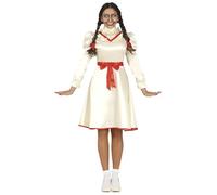 FIESTAS GUIRCA Costume Da Bambola Malvagia - Abito Bianco Con Fiocchi Rossi Per Donna Adulta Taglia S 40-42