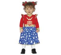 Fiestas GUiRCA Costume da Bebé Meraviglia - Vestito Rosso e Azzurro da Super Eroina con Stelle per Bebé di 12-18 Mesi