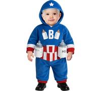 FIESTAS GUIRCA Costume da Capitano Super Bebé - Tuta da Super Eroe Blu e Rosso con Porta Bibita per Bebé di18-24 Mesi