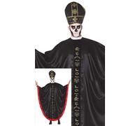 FIESTAS GUIRCA Costume da cardinale satanico da uomo - Costume da papa vescovo nero e rosso - Costumi di Halloween da uomo Taglia adulto XL