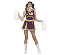 FIESTAS GUIRCA Costume da cheerleader adolescenziale - Vestito teen uniforme Cheerleader viola e giallo per ragazze