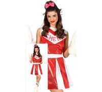 FIESTAS GUIRCA Costume da cheerleader con paillettes rosse da donna - Uniforme da cheerleader americana brillante con maniche lunghe da donna - costumi da donna taglia M