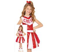 FIESTAS GUIRCA Costume da cheerleader con paillettes rosse per bambina - Uniforme da cheerleader americana brillante - Costumi per ragazze