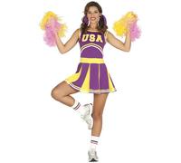 FIESTAS GUIRCA Costume da Cheerleader Donna Adulta - Costume Cheerleader Donna - Taglia S 36-38
