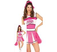 FIESTAS GUIRCA Costume da Donna da Ragazza Pon Pon Rosa - Uniforme da Cheerleader Americana a Maniche Corte per Donna - Costume da Ragazza Pon Pon da Donna Taglia L