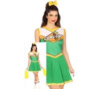 FIESTAS GUIRCA Costume da cheerleader verde donna - Uniforme da cheerleader americana a maniche corte - costumi da donna taglia M