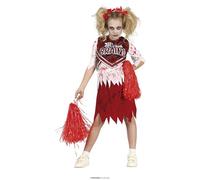 FIESTAS GUIRCA Costume da Cheerleader Zombie - Abito da Cheerleader Rosso e Bianco per Bambina 10-12 Anni