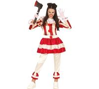 FIESTAS GUIRCA Costume da Clown Horror a Righe da Donna - Costume da Clown Assassino Rosso - Costumi di Halloween per Donne Taglia Adolescenti 14-16 Anni