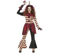 FIESTAS GUIRCA Costume Da Clown Horror - Camicia Da Arlecchino Con Pantaloni Svasati Per Donna Adulta Taglia S 40-42