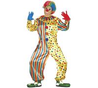 FIESTAS GUIRCA | Costume da Clown/Pagliaccio Adulto - Tuta Multicolore - Costumi da Circo e Commedia per Halloween, Carnevale e Feste in Maschera - Ideale per Uomo
