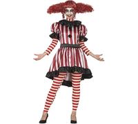FIESTAS GUIRCA | Costume da Clown Terrorifico per Donna (38-40/M) - Vestito, Colletto e Pantaloni - Costumi da Clown per Halloween, Carnevale e Feste in Maschera - Ideale per Adulte - Nero e Rosso