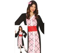 FIESTAS GUIRCA Costume da combattente Manica Rosa Donna - Guerriera Anime Giapponese con Abito Kimono - Costumi Donna Taglia S