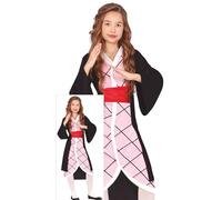 FIESTAS GUIRCA Costume da combattente manica rosa per bambina - guerriera anime giapponese con abito di kimono - costumi per bambini bambina