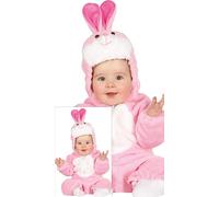 COSTUME CONIGLIO ROSA CARNEVALE VESTITO BAMBINO NEONATO UNISEX CONIGLIETTO
