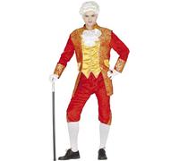 FIESTAS GUIRCA | Costume da Conte Adulto - Giacca, Pantaloni e Panciotto - Abito da Marchese per Halloween, Carnevale e Feste in Maschera - Ideale per Uomini - Oro e Rosso
