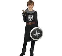 FIESTAS GUIRCA Costume da Coraggioso Guerriero Medievale Bambino - Cavaliere Nero Costumi Infantili Bambino 3-4 Anni