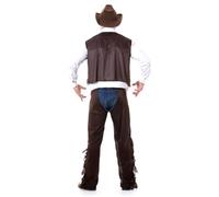 FIESTAS GUIRCA | Costume da Cowboy Adulto (54-56/XL) - Gilet, Copripantaloni e Fazzoletto - Costumi del Vecchio West, Texas e Cowboy per Halloween, Carnevale e Feste in Maschera - Marrone e Bianco