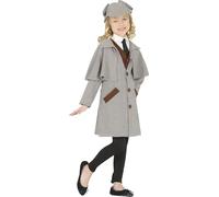 FIESTAS GUIRCA | Costume da Detective Bambini (10-12 Anni) - Gilet, Giacca e Cappello - Costumi da Poliziotto e Detective per Halloween, Carnevale e Feste in Maschera - Unisex - Grigio