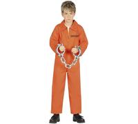 Bambini Prigioniero Costume Ragazzi Condannato Carcerato Arancione Completo Fg