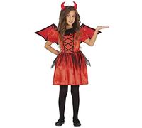 FIESTAS GUIRCA Costume da Diavolessa Vanitosa - Diavoletta Rossa - Costume Bambina Halloween 7-9 Anni