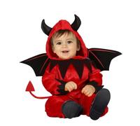 FIESTAS GUIRCA | Costume Piccolo Diavolo Bebè (12-18 Mesi) - Tutina, Cappuccio, Ali e Coda - Costumi da Demone e Diavolo per Halloween, Carnevale e Feste in Maschera - Ideale per Bambini