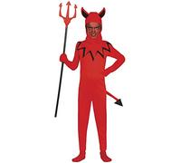 FIESTAS GUIRCA Costume da Diavolo Fuoco - Demonio Rosso - Costume Halloween Bambino 5-6 Anni