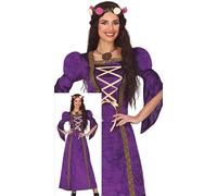 FIESTAS GUIRCA Costume da donna da cameriera viola - Abito da cameriera medievale - Costumi da principessa regina per donne Taglia L