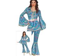FIESTAS GUIRCA Costume da Donna da Regina della Discoteca - Vestito Anni '70 Blu Metallizzato - Costumi in Costume da Donna Lucidi Anni '60 Taglia M