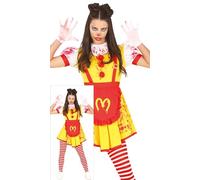 FIESTAS GUIRCA Costume da donna Miss McKiller - Costume da clown assassino giallo - Costumi di Halloween per Donne Taglia Adolescenti 14-16 Anni