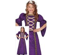 FIESTAS GUIRCA Costume da donna viola per bambina - Costume da principessa nobile medievale - costumi da regina per ragazze