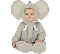 FIESTAS GUIRCA | Costume da Elefante per Bambino Unisex (12-18 mesi/80 cm) - Tutina con Cappuccio e Copripiedi - Travestimenti Animali per Carnevale, Feste in Maschera, Compleanni, Halloween - Grigio