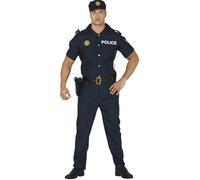 FIESTAS GUIRCA Costume da Eroe della Polizia per Uomo - Uniforme polizia Blu con Cappello Polizia per Uomo Taglia S 46-48