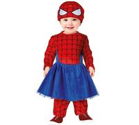 FIESTAS GUIRCA Costume da Eroina Rossa per Neonata - Tutina da Ragno Rosso e Blu con Tutù e Maschera da Supereroe - Costume da Bambina - Età 12-18 Mesi