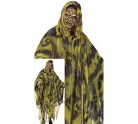 FIESTAS GUIRCA Costume da Fantasma Giallo da Uomo - Tunica da Assassino della Morte Mietitrice con Cappuccio - Costumi di Halloween da Uomo Taglia per Adulti L