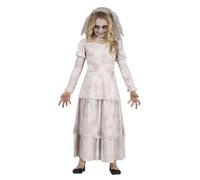 FIESTAS GUIRCA Costume da Fantasma Triste - Diadema con velo e Abito da Sposa Bianco per Bambina 5-6 Anni