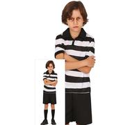 FIESTAS GUIRCA Costume da Fratello Fastidioso per Ragazzi - Costume Gotico per Ragazzo con Maglietta e Pantaloncini a Righe Bianche e Nere - Costumi di Halloween per Ragazzi Goti Età 7-9 Anni
