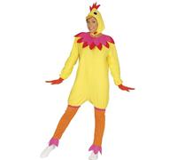 FIESTAS GUIRCA | Costume da Gallina per Donna - Cappuccio, Collo e Tuta - Costumi da Animali per Halloween, Carnevale e Feste in Maschera - Ideale per Adulte - Giallo e Rosso