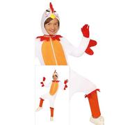 FIESTAS GUIRCA Costume da Gallina Sfacciata per Ragazzi o Ragazze - Tuta e cappello da Gallina - Costumi per Bambini Ragazzi e Ragazze - Unisex Età 7-9 Anni