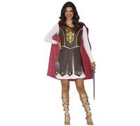 FIESTAS GUIRCA | Costume da Guerriera per Donna (42-44/L) - Mantello e Vestito - Costumi da Guerriera Medievale e Vichinga per Carnevale e Feste in Maschera - Ideale per Adulte - Marrone e Bianco